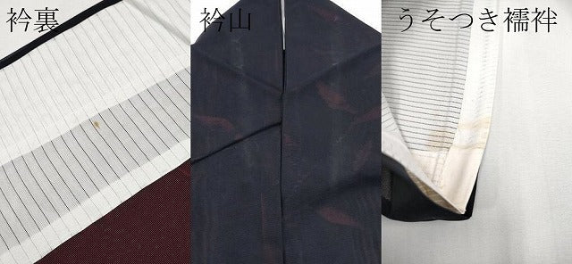 平和屋着物＊夏物 小紋 紗 枝葉文 黒地 正絹 逸品 CABF2628tx