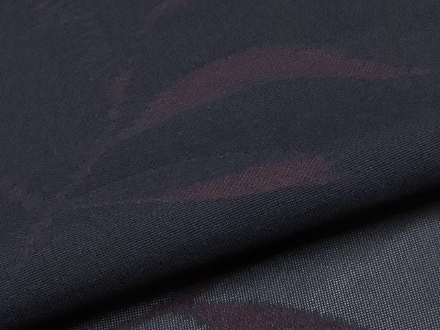 平和屋着物＊夏物 小紋 紗 枝葉文 黒地 正絹 逸品 CABF2628tx