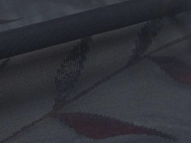 平和屋着物＊夏物 小紋 紗 枝葉文 黒地 正絹 逸品 CABF2628tx