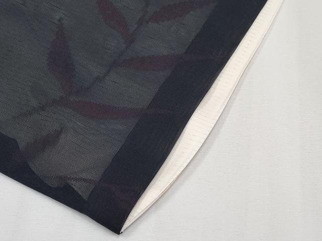 平和屋着物＊夏物 小紋 紗 枝葉文 黒地 正絹 逸品 CABF2628tx