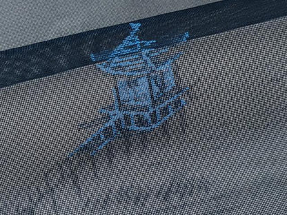 平和屋着物＊夏物 小紋 紗 舟風景文 濃紺地 正絹 逸品 未使用 CABF2636tx