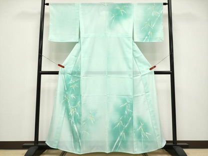 平和屋着物＊夏物 訪問着 絽 手描き 笹竹文 暈し染め 洗える着物 CABF2640tx