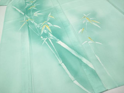 平和屋着物＊夏物 訪問着 絽 手描き 笹竹文 暈し染め 洗える着物 CABF2640tx