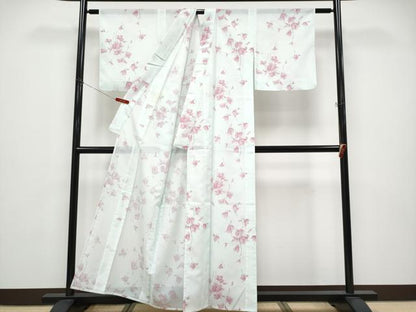 平和屋着物＊夏物 小紋 絽 舞花文 洗える着物 CABF2643tx