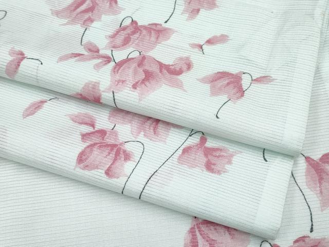 平和屋着物＊夏物 小紋 絽 舞花文 洗える着物 CABF2643tx