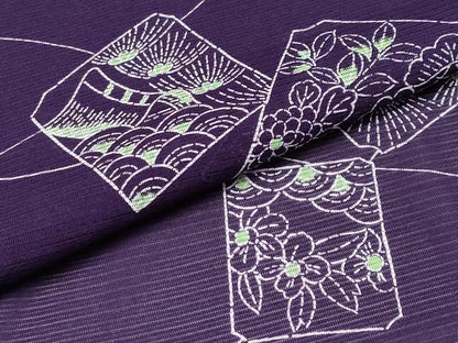 平和屋着物＊夏物 小紋 絽 色紙草花文 洗える着物 CABF2645tx
