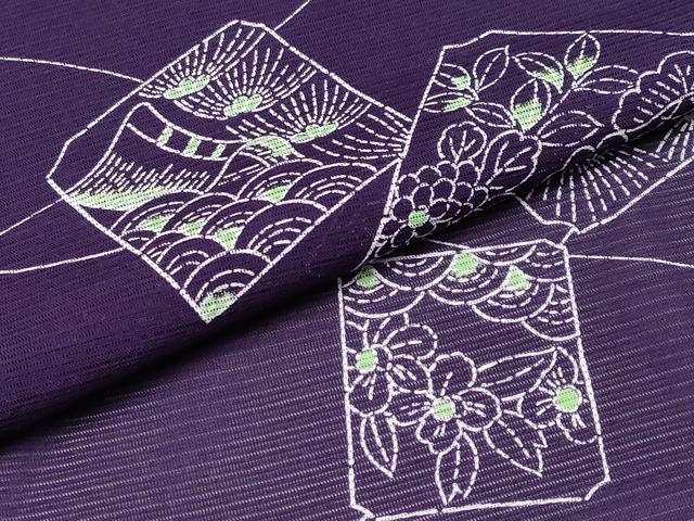 平和屋着物＊夏物 小紋 絽 色紙草花文 洗える着物 CABF2645tx