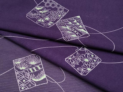 平和屋着物＊夏物 小紋 絽 色紙草花文 洗える着物 CABF2645tx