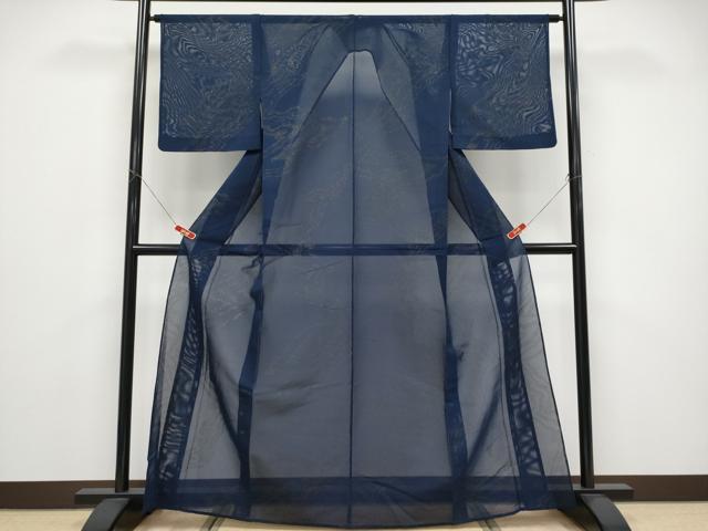 平和屋着物＊夏物 小紋 紗 墨流し文様 銀通し地 正絹 逸品 CABF2654tx