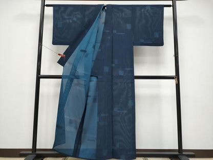 平和屋着物＊夏物 小紋 紗 幾何学文様 正絹 逸品 CABF2656tx