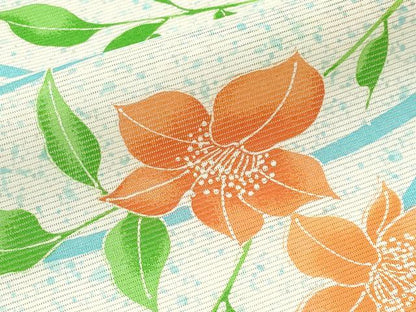 平和屋着物＊夏物 小紋 絽 枝花文 洗える着物 CABF2662tx