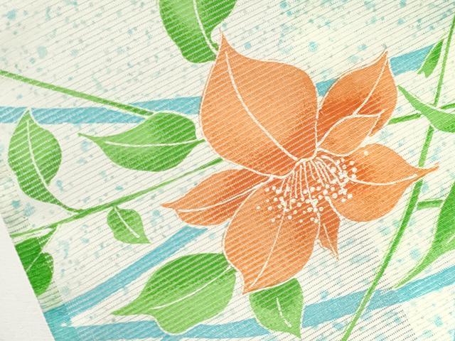 平和屋着物＊夏物 小紋 絽 枝花文 洗える着物 CABF2662tx
