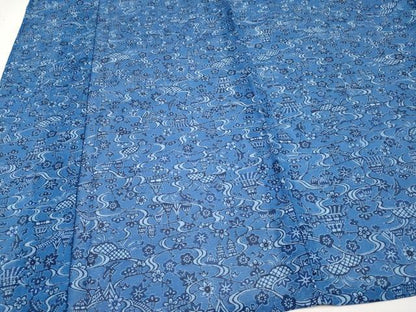 平和屋着物＊夏物 小紋 藍 型染め 絽 御所解文 洗える着物 未使用 CABF2664tx
