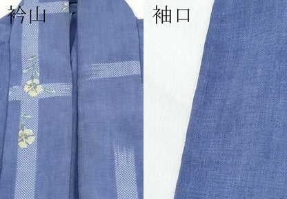 平和屋着物＊夏物 小紋 紗 格子草花文 洗える着物 CABF2668tx