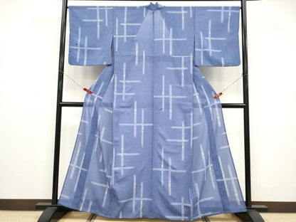 平和屋着物＊夏物 小紋 紗 格子草花文 洗える着物 CABF2668tx