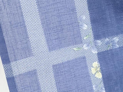 平和屋着物＊夏物 小紋 紗 格子草花文 洗える着物 CABF2668tx