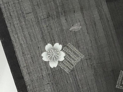平和屋着物＊夏物　小紋　紗　源氏香　舞桜　黒地　洗える着物　CABF2673tx