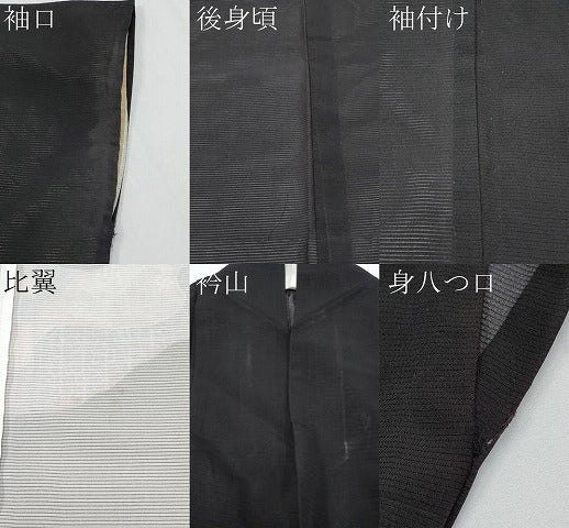 平和屋着物＊夏物　黒留袖　絽　飛鶴花唐草文　金彩　洗える着物　CABF2682tx