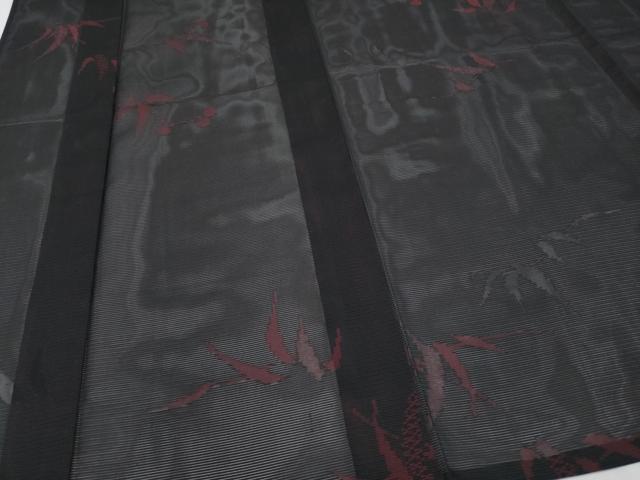 平和屋着物＊夏物　小紋　絽　笹　黒地　洗える着物　未使用　CABF2683tx