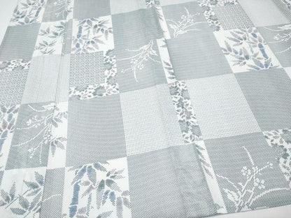 平和屋着物＊夏物　小紋　絽　笹竹草花文　洗える着物　CABF2686tx