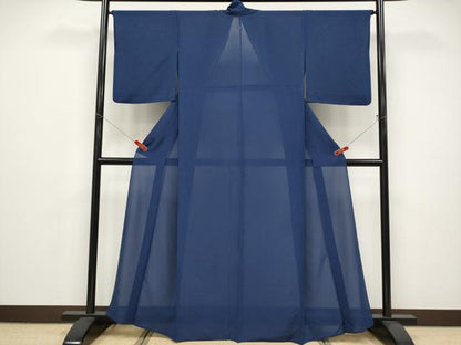 平和屋着物＊夏物 色無地 紗 青藍色 正絹 逸品 CABF2691tx