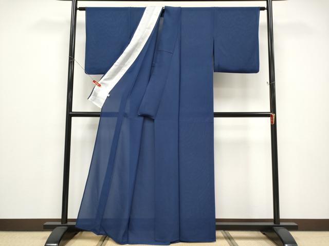 平和屋着物＊夏物 色無地 紗 青藍色 正絹 逸品 CABF2691tx