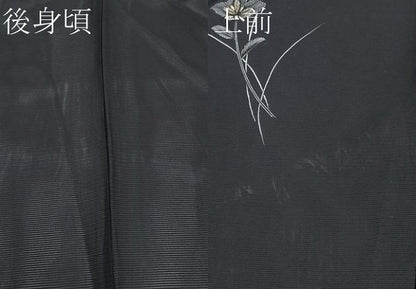 平和屋着物＊夏物 訪問着 絽 草花文 黒地 金彩 正絹 逸品 CABF2692tx