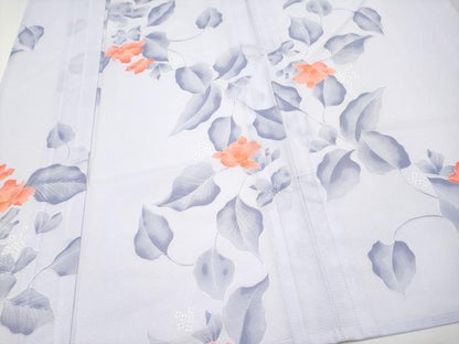 平和屋着物＊夏物　小紋　絽　枝花文　洗える着物　CABF2696tx