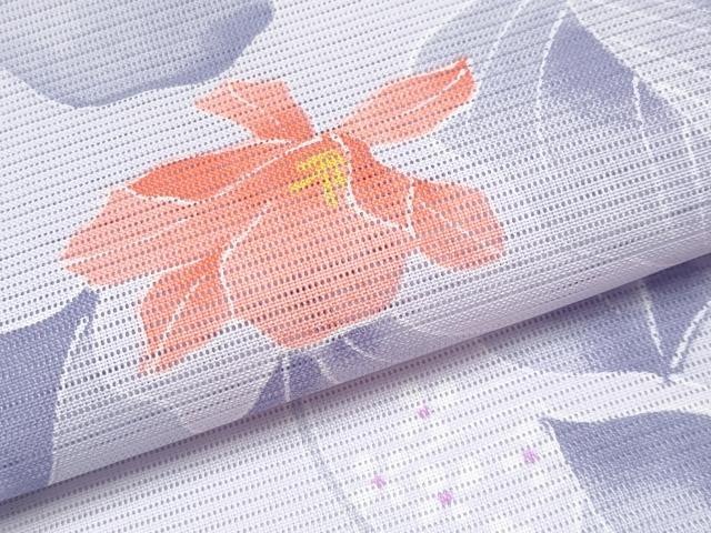 平和屋着物＊夏物　小紋　絽　枝花文　洗える着物　CABF2696tx
