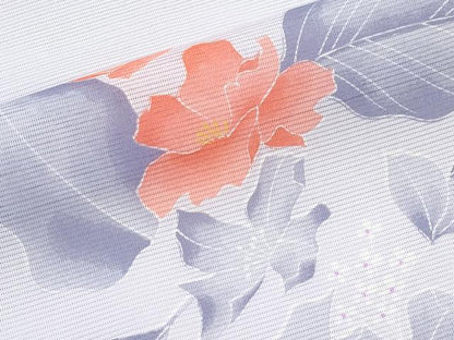 平和屋着物＊夏物　小紋　絽　枝花文　洗える着物　CABF2696tx