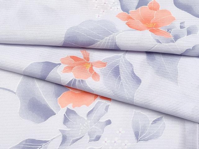 平和屋着物＊夏物　小紋　絽　枝花文　洗える着物　CABF2696tx