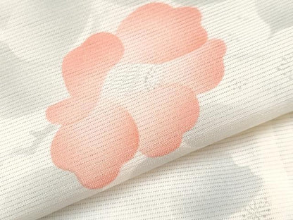 平和屋着物＊夏物 小紋 絽 枝椿 生成り色 正絹 逸品 未使用 CABF2701tx