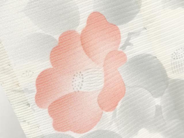 平和屋着物＊夏物 小紋 絽 枝椿 生成り色 正絹 逸品 未使用 CABF2701tx
