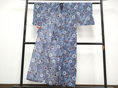 平和屋着物∴夏物 浴衣 枝菊文 リップル生地 綿 逸品 CABF2718tx