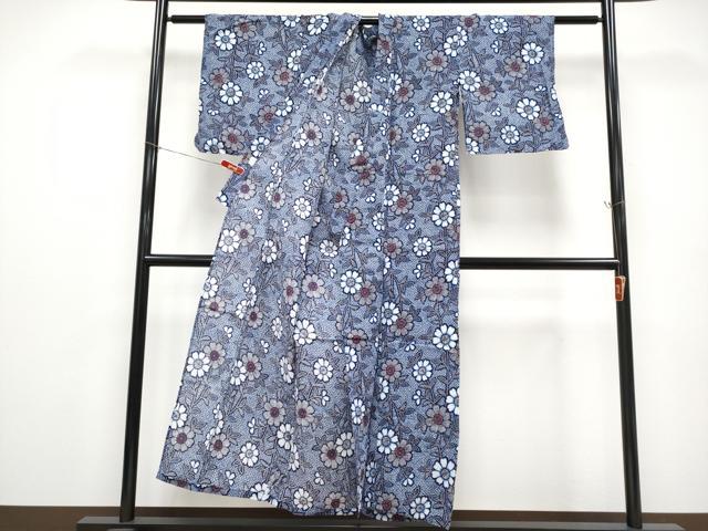 平和屋着物∴夏物 浴衣 枝菊文 リップル生地 綿 逸品 CABF2718tx