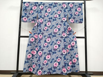 平和屋着物∴夏物 浴衣 枝花文 リップル生地 綿 逸品 CABF2719tx