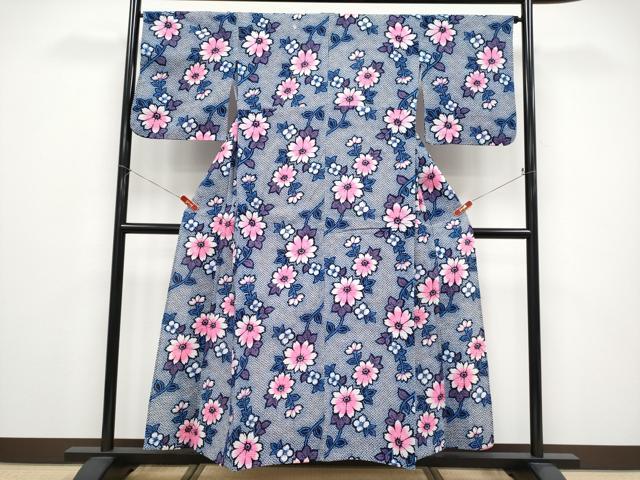 平和屋着物∴夏物 浴衣 枝花文 リップル生地 綿 逸品 CABF2719tx