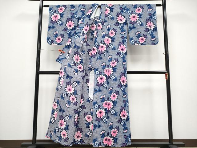 平和屋着物∴夏物 浴衣 枝花文 リップル生地 綿 逸品 CABF2719tx