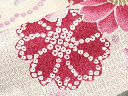 平和屋着物∴夏物 浴衣 綿紅梅 雪輪花文 金彩 綿 逸品 CABF2720tx