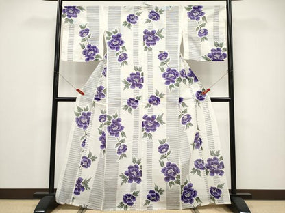 平和屋着物∴夏物 浴衣 綿絽 牡丹 綿 逸品 CABF2721tx