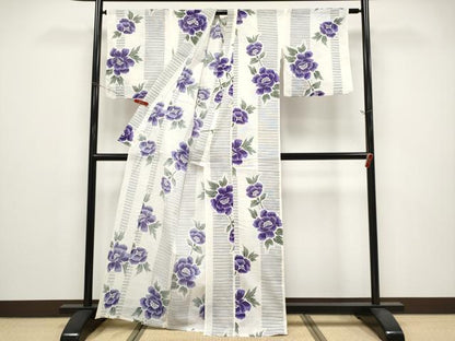 平和屋着物∴夏物 浴衣 綿絽 牡丹 綿 逸品 CABF2721tx
