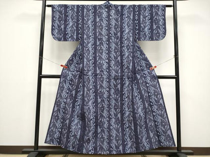 平和屋着物∴夏物　浴衣　花唐草間道　リップル　綿　逸品　CABF2722tx