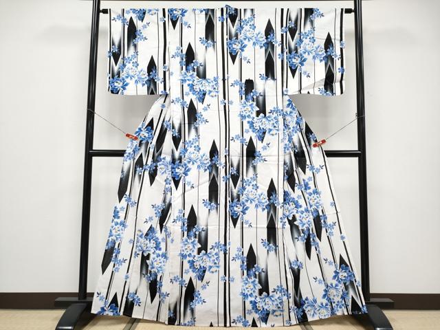 平和屋着物∴夏物 浴衣 綿紅梅 舞花文 綿 逸品 CABF2725tx