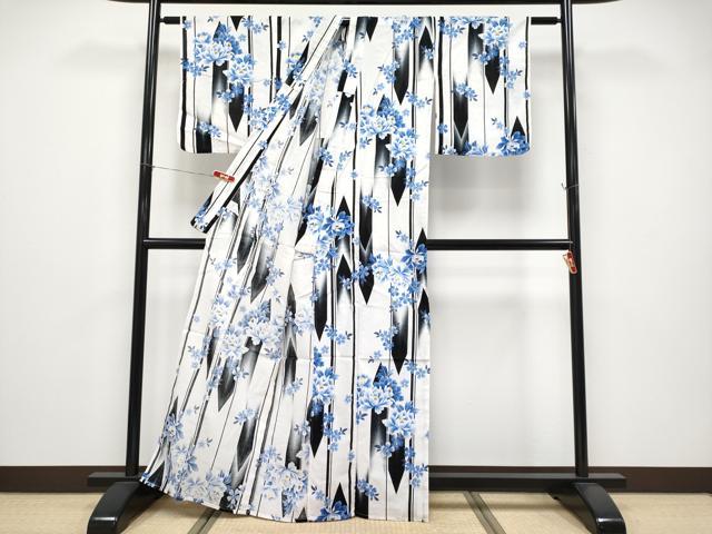 平和屋着物∴夏物 浴衣 綿紅梅 舞花文 綿 逸品 CABF2725tx