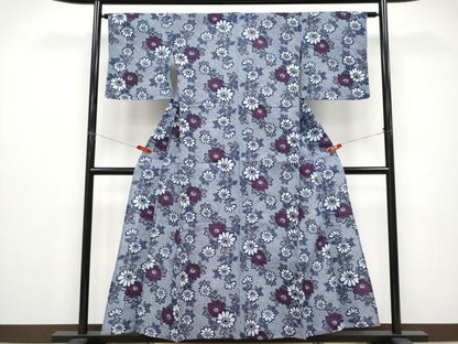 平和屋着物∴夏物 浴衣 枝菊文 リップル生地 綿 逸品 CABF2727tx