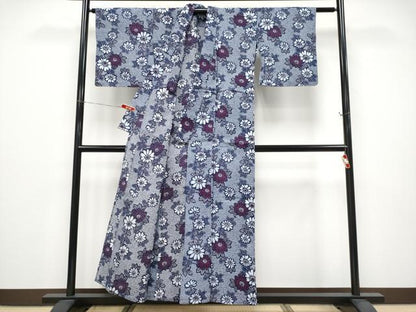 平和屋着物∴夏物 浴衣 枝菊文 リップル生地 綿 逸品 CABF2727tx