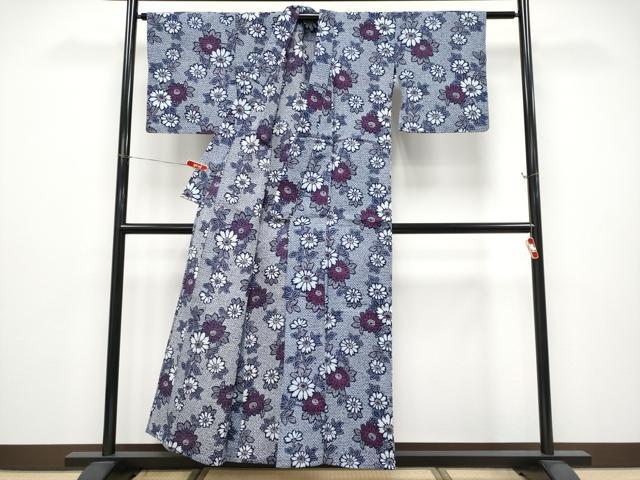 平和屋着物∴夏物 浴衣 枝菊文 リップル生地 綿 逸品 CABF2727tx