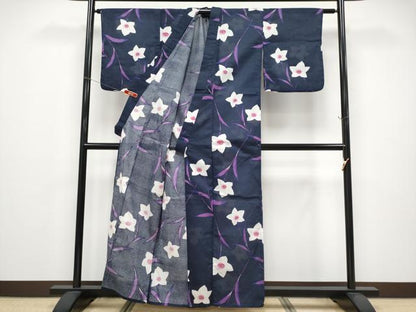 平和屋着物∴夏物 浴衣 綿紅梅 枝花文 綿 逸品 CABF2731tx