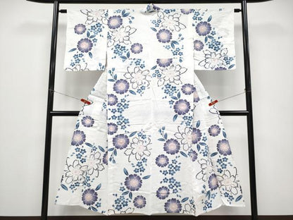平和屋着物∴夏物 浴衣 綿紅梅 舞桜文 日本製 綿 逸品 CABF2732tx