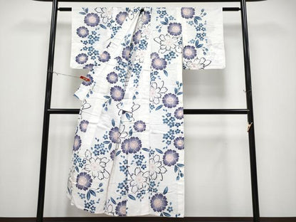 平和屋着物∴夏物 浴衣 綿紅梅 舞桜文 日本製 綿 逸品 CABF2732tx